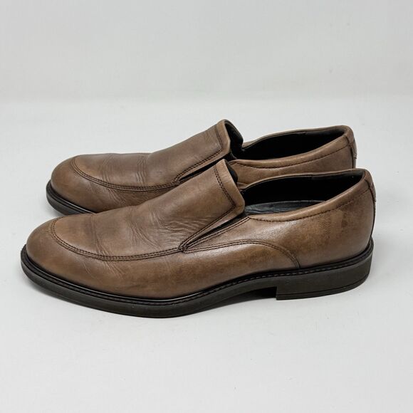 Ecco Helsinki Loafers Mens 8 EU 42 Brown Leather Apron Toe Casual Business Shoes main image 5